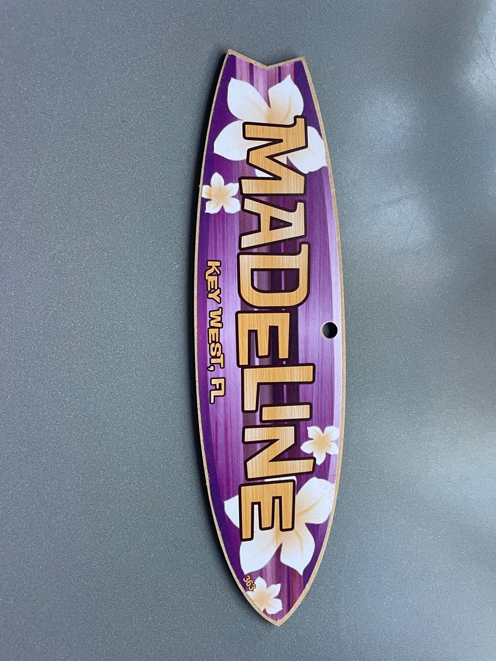 Madeline Keywest, FL.  Surfboard Name Plaque